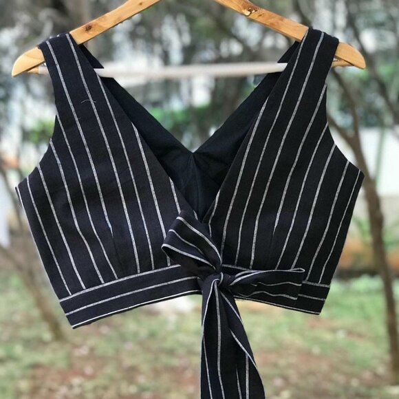 BLACK COTTON BLOUSE - Picture 1 of 6